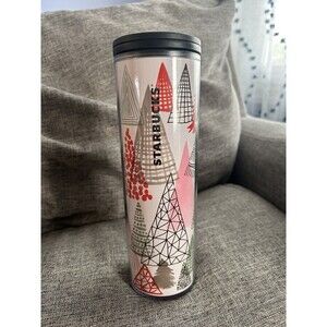 Starbucks Holiday Christmas Trees 16oz Insulated Travel Tumbler Mug 2017